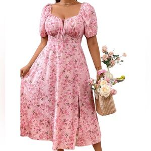 Pink Floral Milkmaid Dress